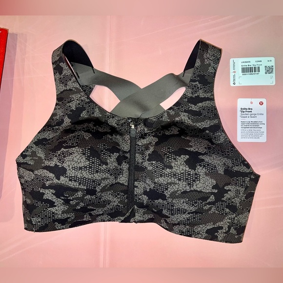 COPY - New Lululemon Enlite Bra Zip Front- size 34B- Collage Camo Mini Black Mu… - Picture 4 of 10